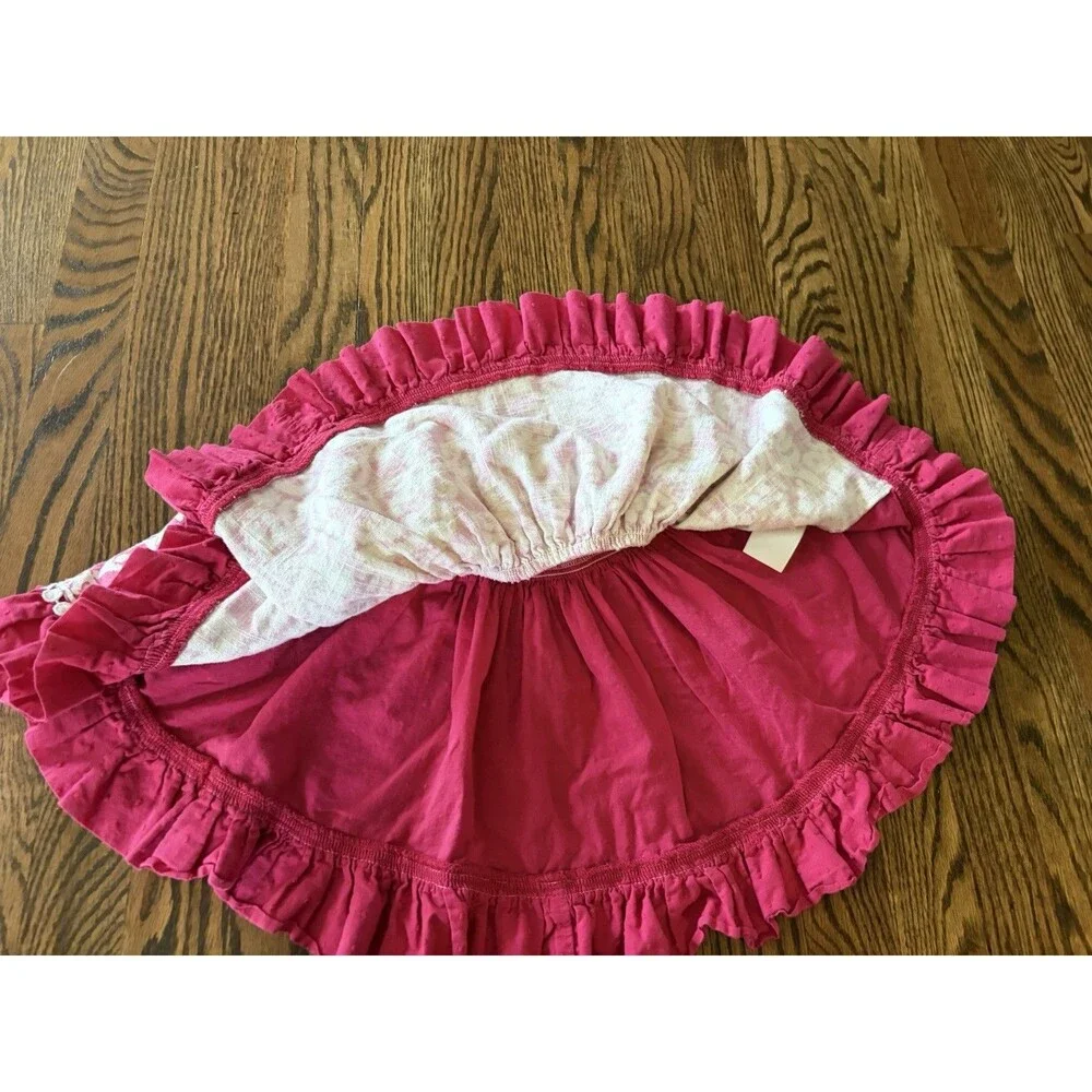 Persnickety Pink Cotton‎ Linen Garden Party Reversible Skirt Size 7 Panel Boho